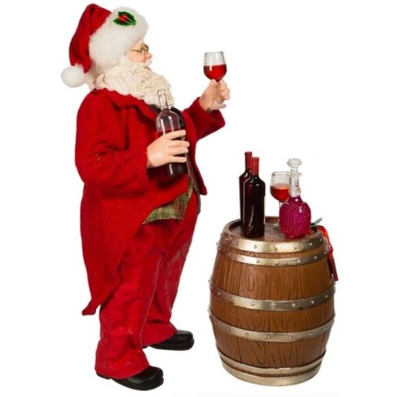 Kurt Adler Fabriche Santa With Wine Barrel Christmas Decoration Figurine - Picture 2 of 5